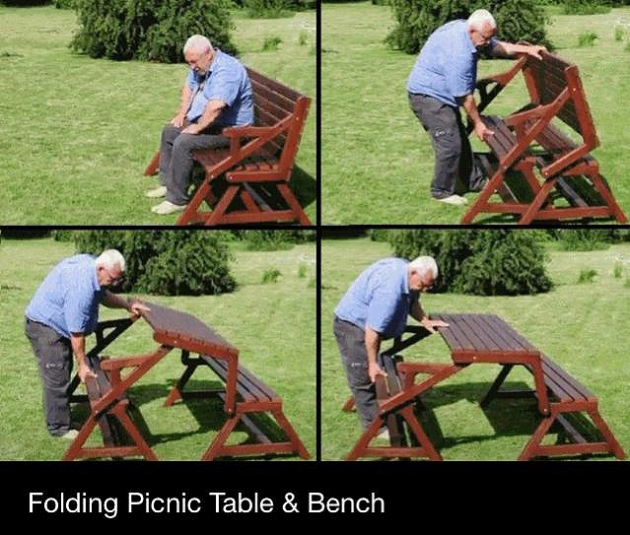 wood picnic table and benches